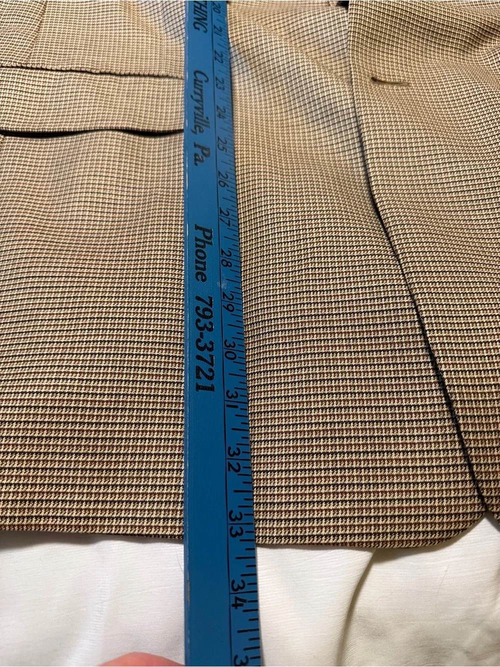 Hart Schaffner Marx 46L Houndstooth Blazer Tan Brown Made USA Dillard’s